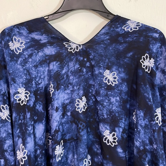 LOFT Indigo Batik Tie Dye Print Kimono OS - Picture 6 of 8